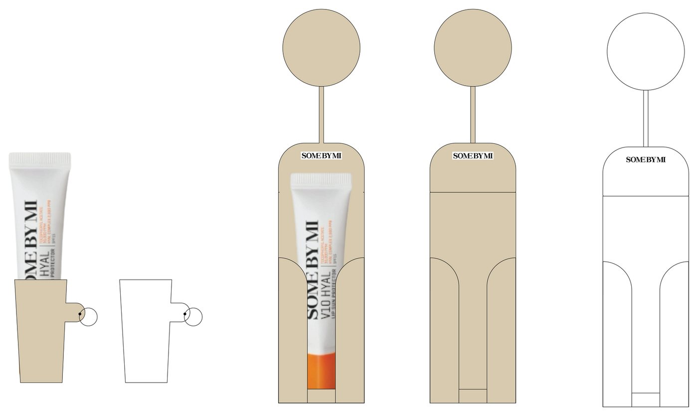 Development sketches showing how the tube fits into the holder